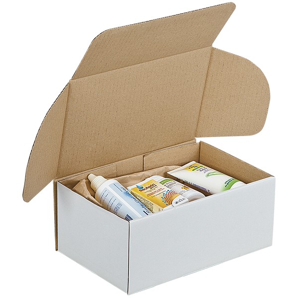 Boîte carton blanche à montage instantané - Longueur -cm- 40 - Largeur -cm- 20 - Hauteur -cm- 10 - 