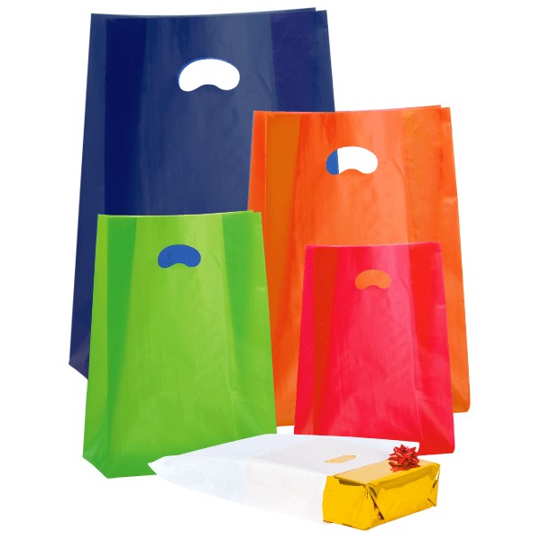 Sac en plastique coloré avec soufflet
