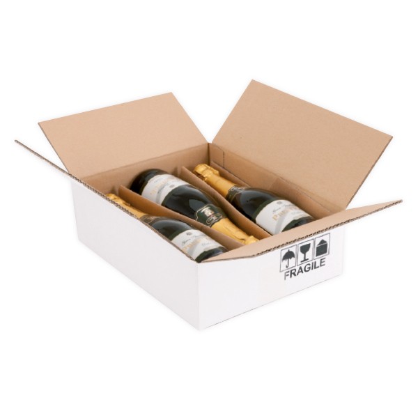 Caisse carton pour bouteilles avec croisillons horizontaux