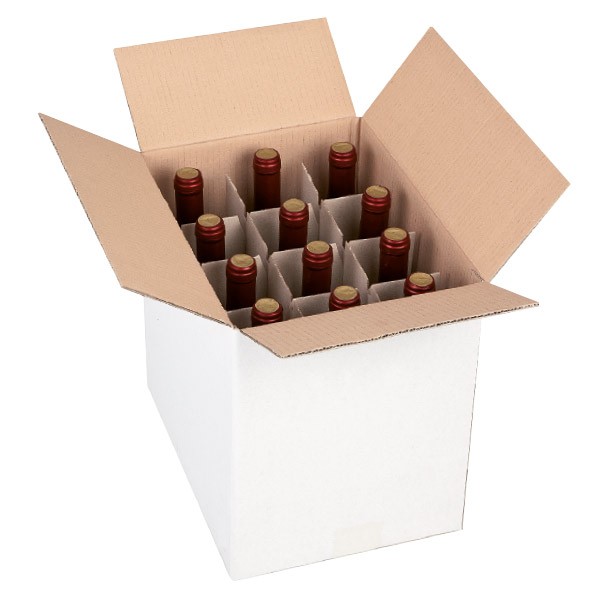 Caisse carton pour bouteilles avec croisillons verticaux