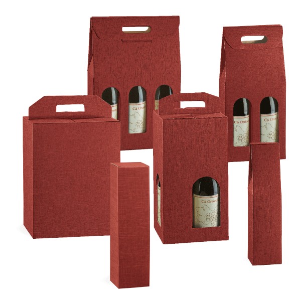 Boîte pour bouteille Elegance bordeaux avec poignées