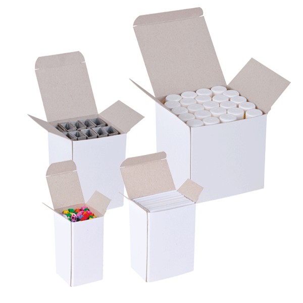 Caisse blanche en carton compact - Longueur -cm- 10 - Largeur -cm- 10 - Hauteur -cm- 10 - 