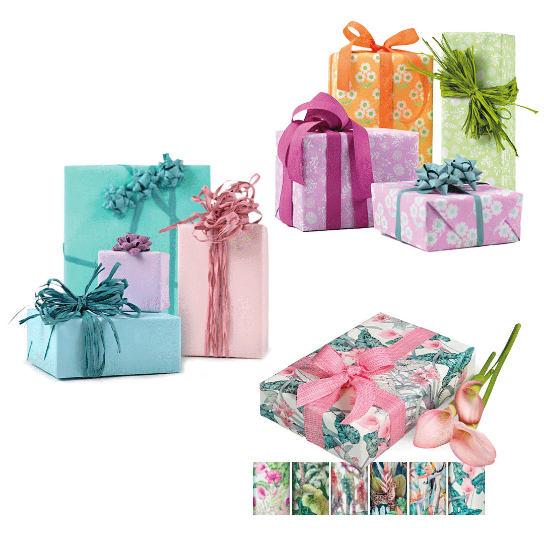 Papier cadeau fantaisies assorties en feuille