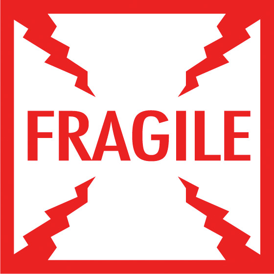 Étiquette d'expédition pour produits fragiles - Longueur -mm- 100 - Largeur -mm- 100 - Couleur rouge/blanc - 