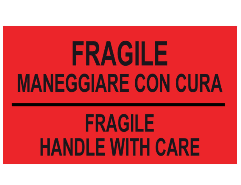 Étiquette bilingue - Longueur -mm- 120 - Largeur -mm- 70 - Couleur rouge impressions noires - 
