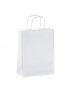 Sac en papier blanc et brun à poignées torsadées