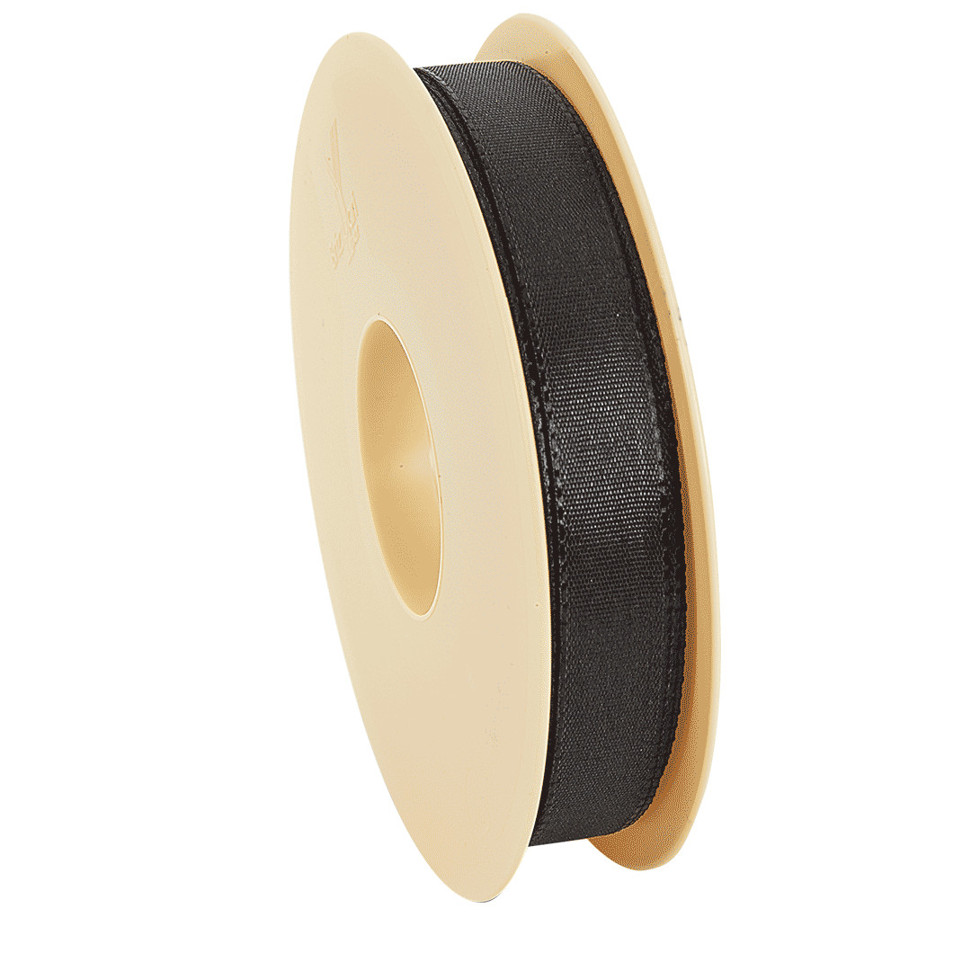 Nastro decorativo in tessuto Taffetà - Lunghezza -m- 50 - Altezza -mm- 15 - Fantasia nero - 